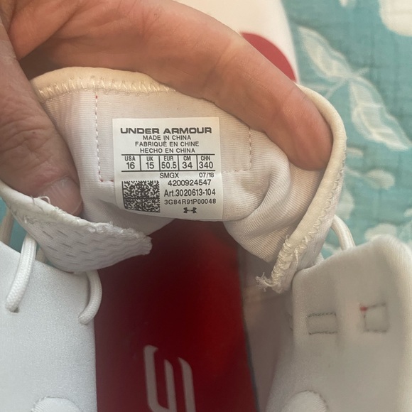 Under Armour Curry 3Zer0 2 'White Red' men’s size 16 - Picture 5 of 6